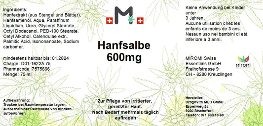 Natursalbe – Rückseite mit Etikette und Inhaltsstoffen | MIROMI - Swiss Essentials GmbH
