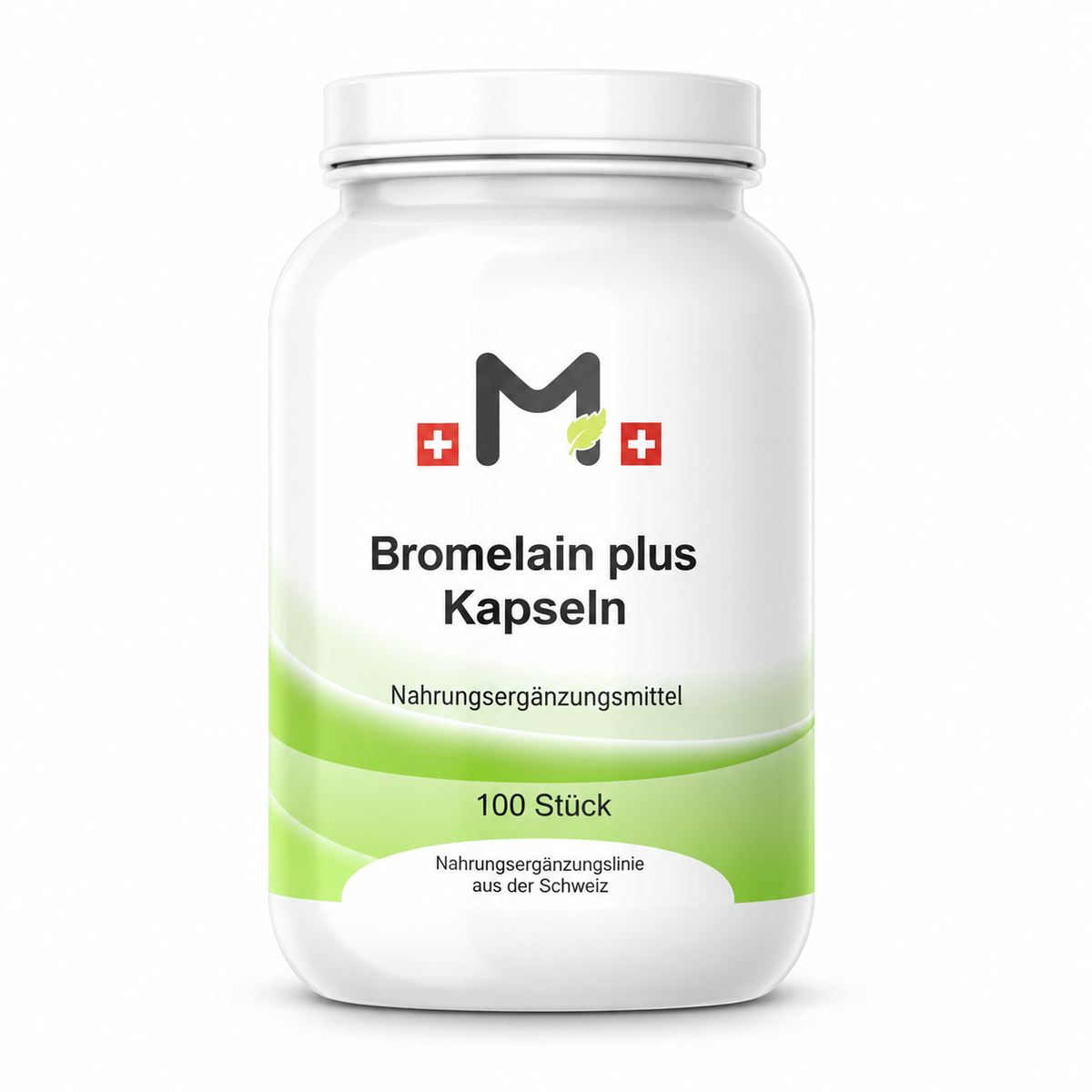 Bromelain plus Kapseln 100 Stück – Originalverpackung auf weissem Hintergrund