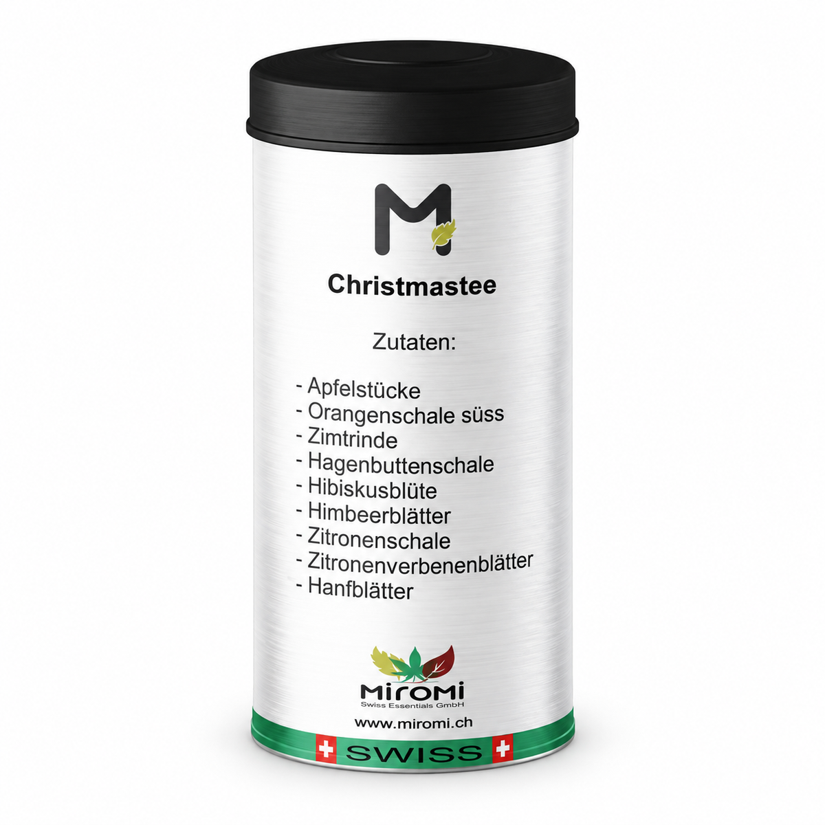 MIROMI Christmas-Tee: geschlossene Produktdose auf weissem Hintergrund.