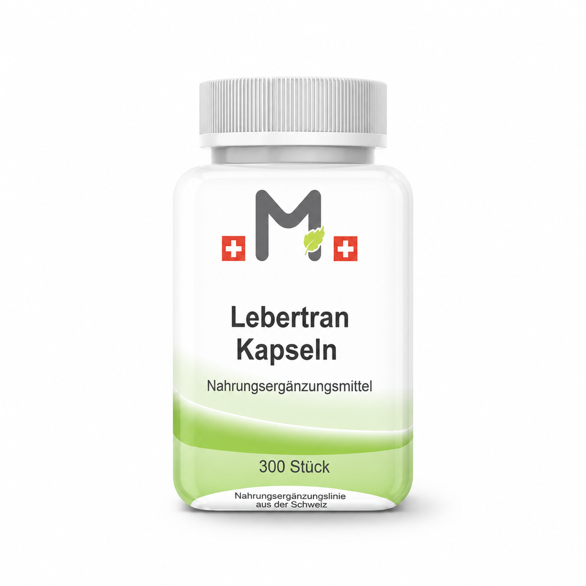 MIROMI Lebertran Kapseln, 300 Stück: geschlossene Produktdose auf weissem Hintergrund.