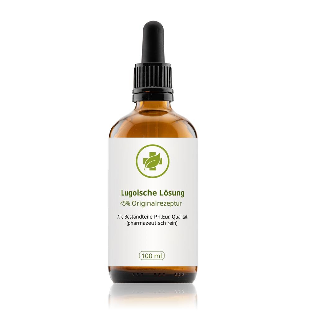 Lugolsche Jodlösung Original (Jod / Iodine) <5% 100 ml Pharmaqualität Braunglas mit Pipette Jod