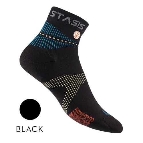 STASIS Athletic Mini Crew: calzino nero visto di lato.