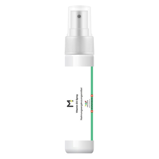 MIROMI vitamina D3 Spray, 25 ml: flacone spray bianco visto di fronte.