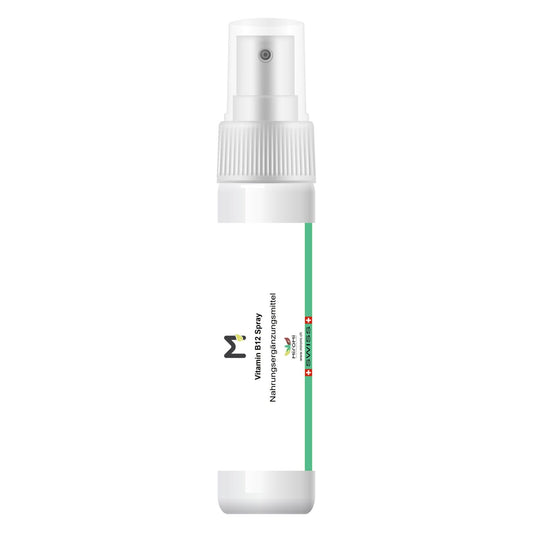 MIROMI Vitamin B12 Spray, 25 ml: weisse Sprühflasche in Vorderansicht.
