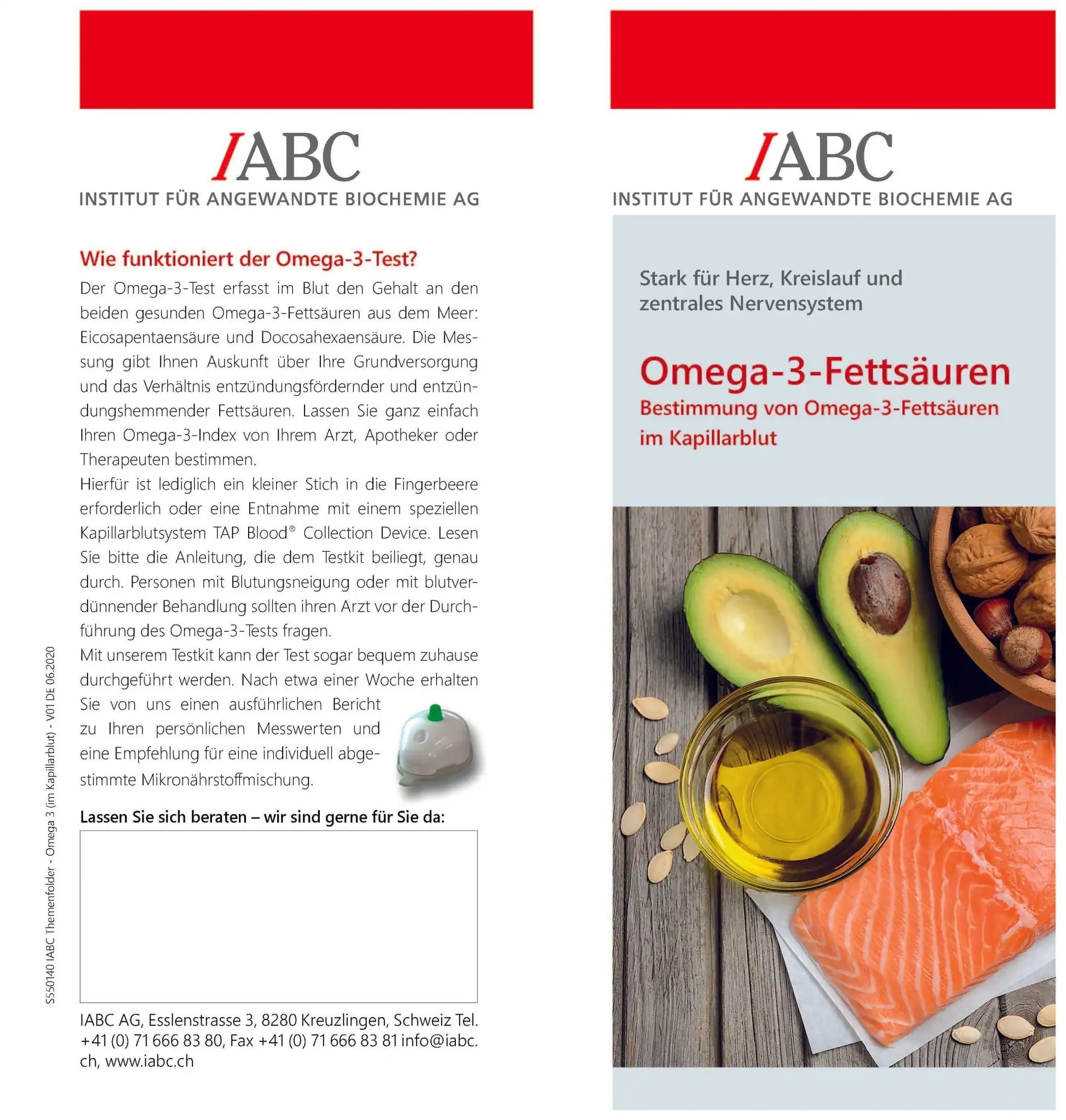 IABC Omega-3: pagina di opuscolo con testo e illustrazioni.