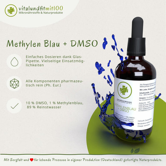 Methylenblau 1% in 10% DMSO - Lösung 100 ml - MIROMI - Swiss Essentials GmbH