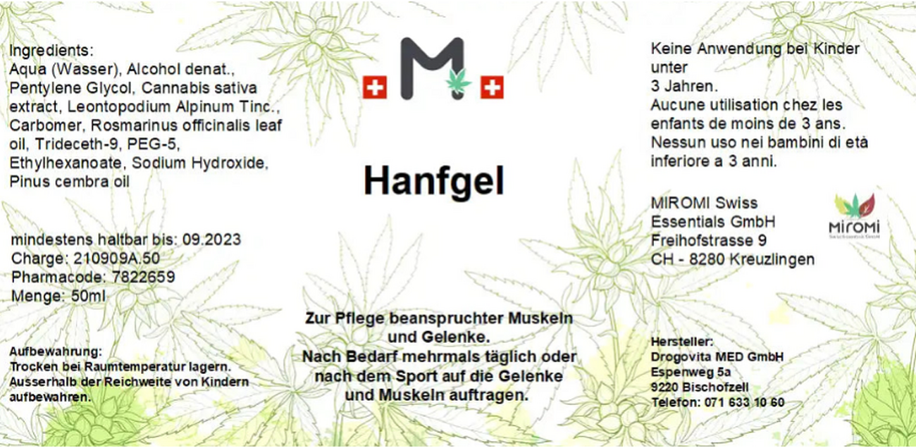 Naturgel Hanfgel  |   MIROMI Swiss Essentials GmbH