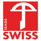 Swiss Made: logo rosso e bianco con simbolo della balestra.