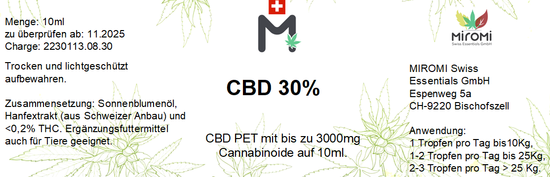 Huile de menthe poivrée arôme CBD 30%