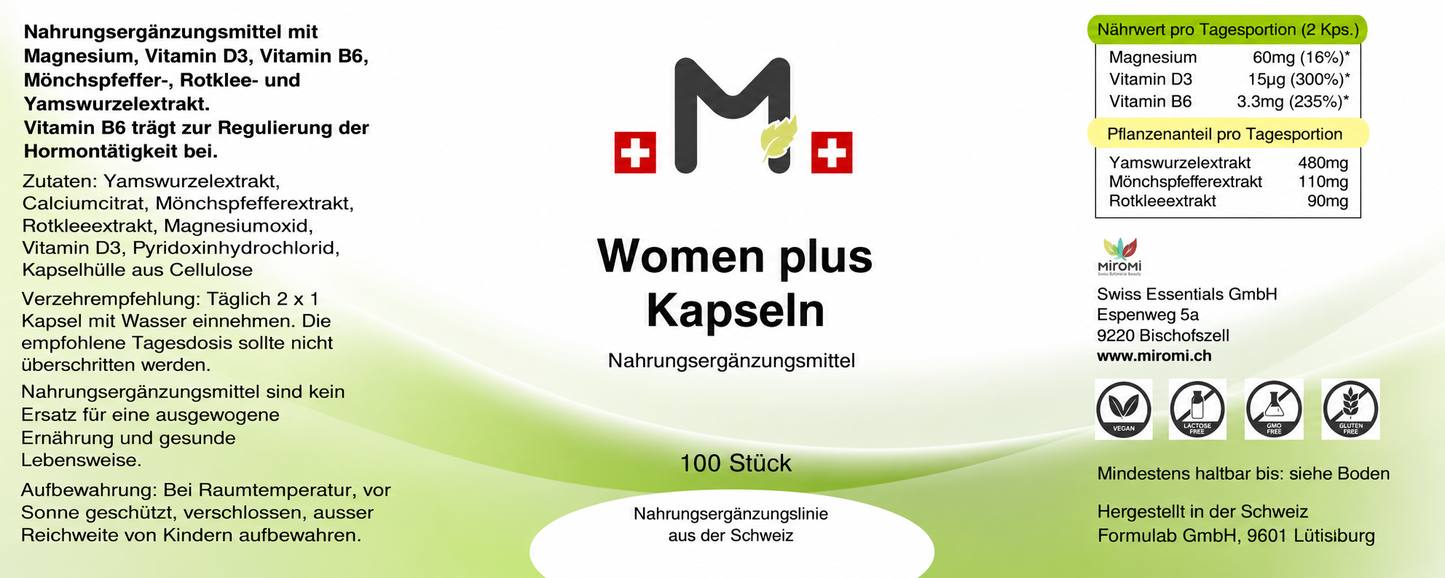 Women vital plus Kapseln  |  MIROMI - Swiss Essentials GmbH