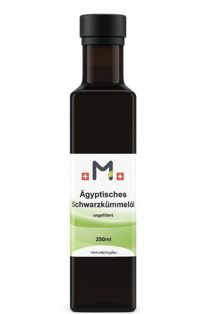 MIROMI Schwarzkümmelöl, 250 ml: dunkle Flasche in Vorderansicht.