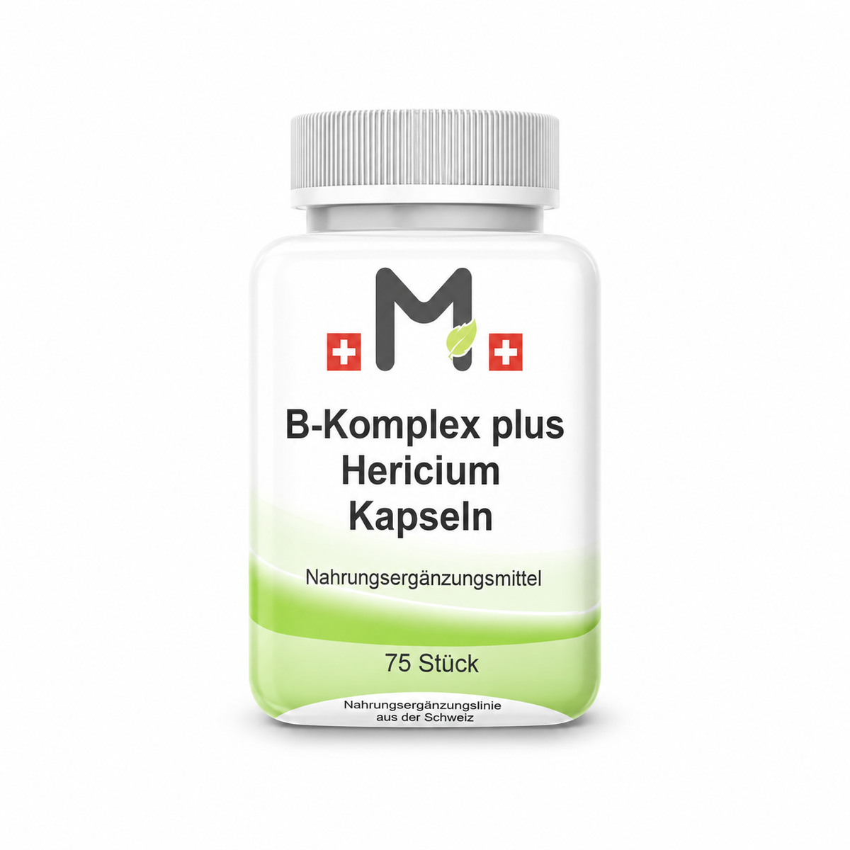 MIROMI B-Komplex plus Hericium Kapseln, 75 Stück: geschlossene Produktdose auf weissem Hintergrund.