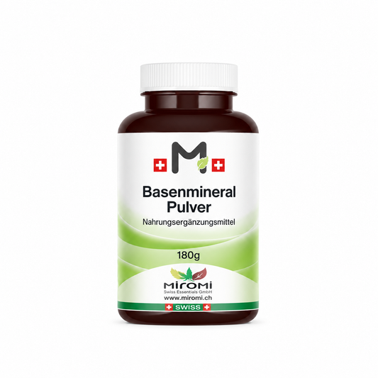 MIROMI Basenmineral Pulver 180 g – braune Dose mit weissem Deckel auf weissem Hintergrund