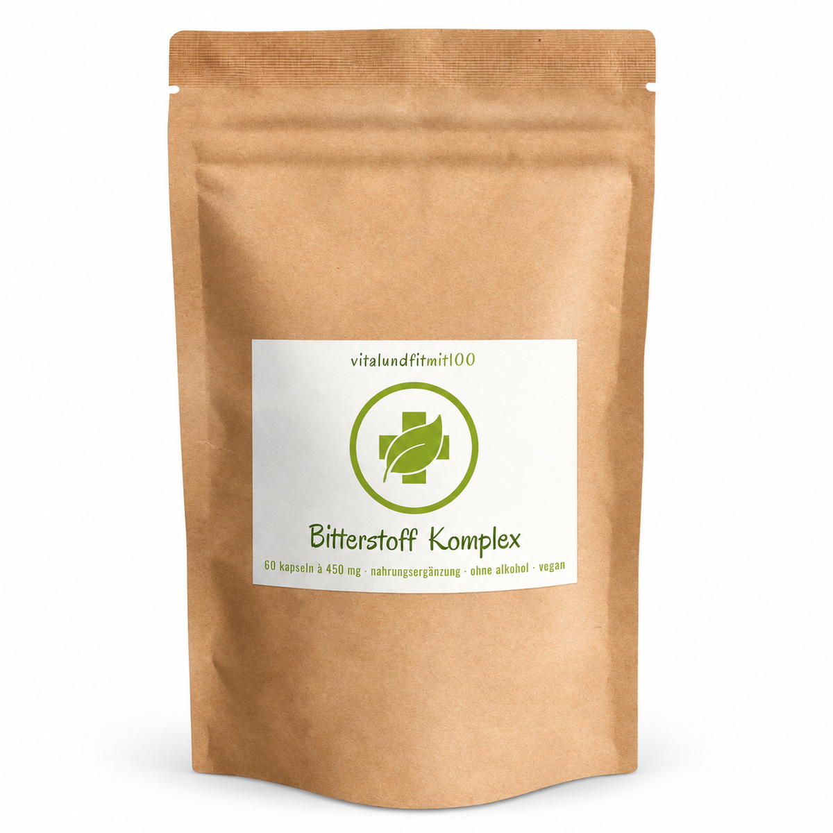Bitterstoff Komplex Kapseln 60 Stück à 450 mg – Originalverpackung auf weissem Hintergrund