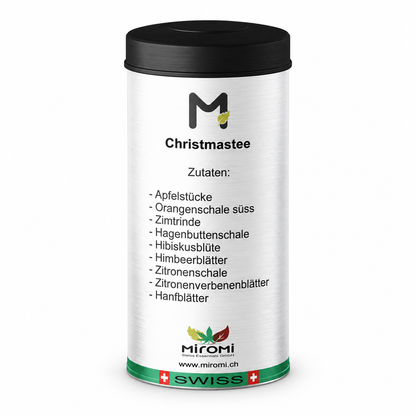 MIROMI Christmas-Tee: geschlossene Produktdose auf weissem Hintergrund.