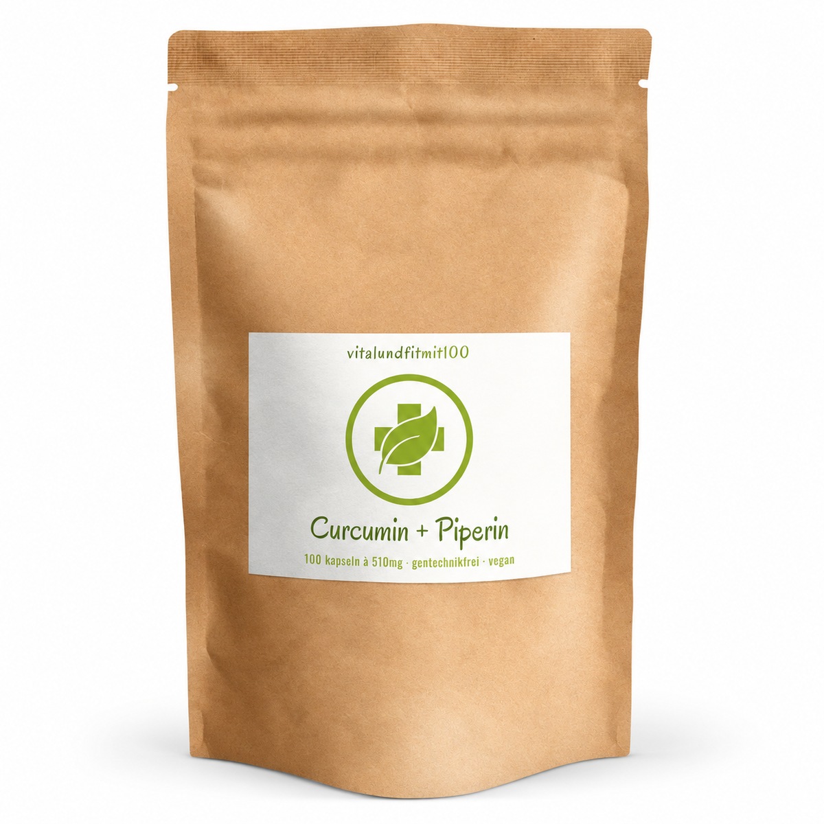 Curcumin + Piperin Extrakt Kapseln 100 Stück à 380 mg – Produktverpackung auf weissem Hintergrund