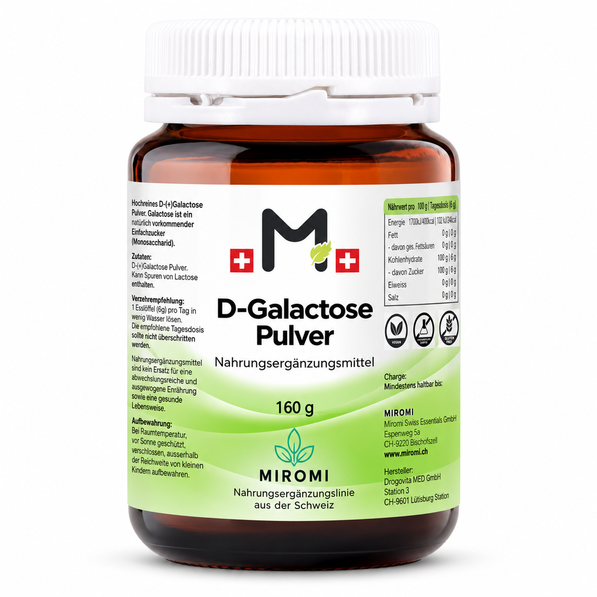 D-Galactose Pulver – MIROMI Produktbild, 160 g