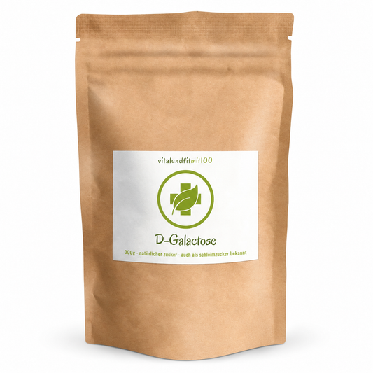 D-Galactose Pulver – 300 g – Produktverpackung, Vorderseite auf weissem Hintergrund