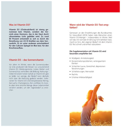 IABC Vitamin D3: Broschürenseite mit Text und Abbildungen.