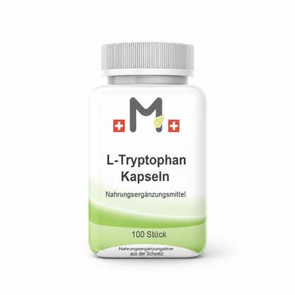 MIROMI L-Tryptophan Kapseln, 100 Stück: geschlossene Produktdose auf weissem Hintergrund.