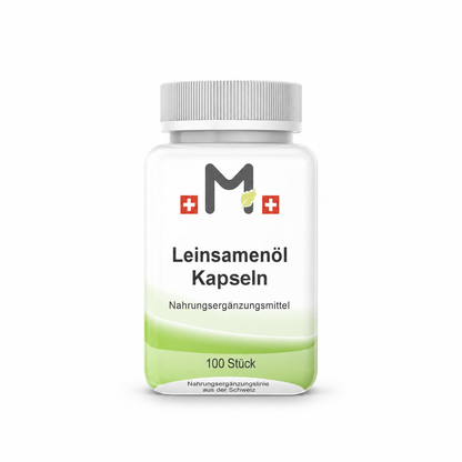 MIROMI Leinsamenöl Kapseln, 100 Stück: geschlossene Produktdose auf weissem Hintergrund.