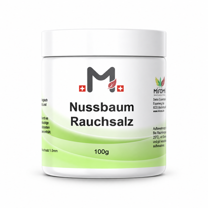 MIROMI Nussbaum Rauchsalz, 100 g: weisse Dose einzeln von vorn.