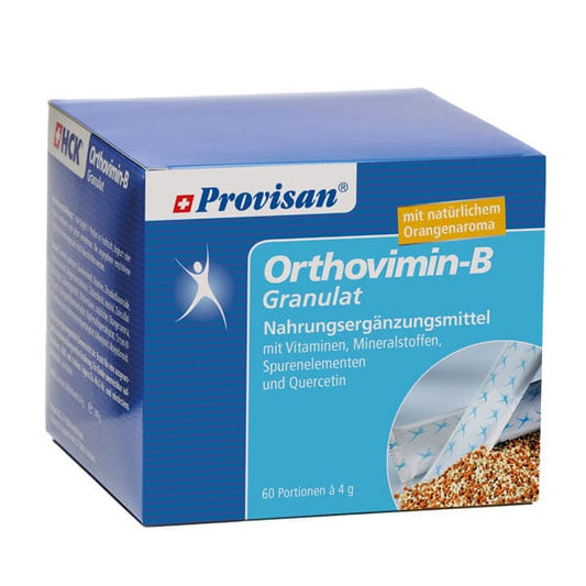 Provisan Orthovimin-B: blauer Karton mit Stickpacks.