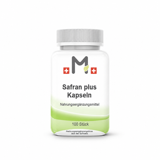 MIROMI Safran plus Kapseln, 100 Stück: geschlossene Produktdose auf weissem Hintergrund.