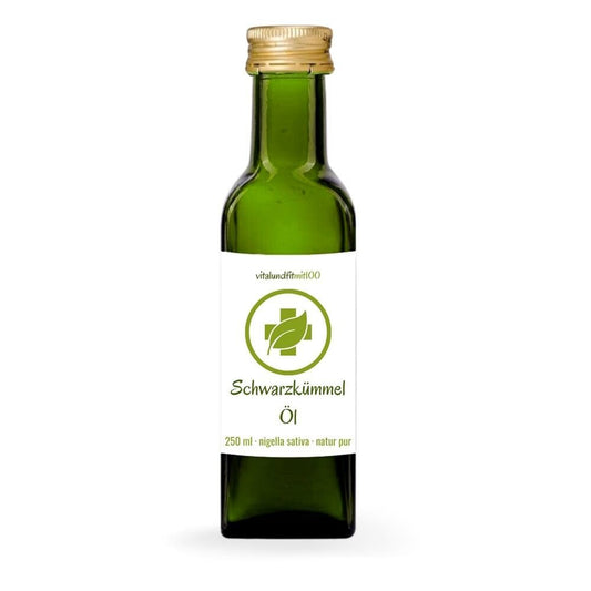 Schwarzkümmelöl (Nigella sativa, kaltgepresst, Ägypten) 250 ml - MIROMI - Swiss Essentials GmbH