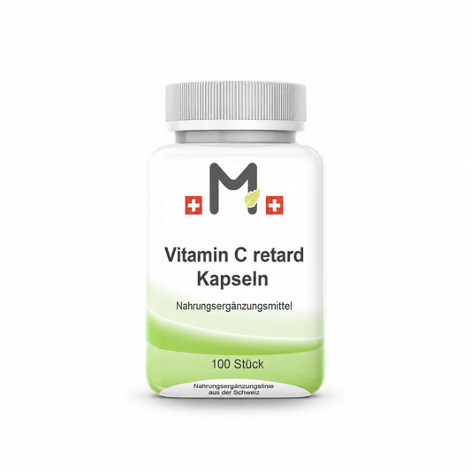 MIROMI Vitamin C retard Kapseln, 100 Stück: geschlossene Produktdose auf weissem Hintergrund.