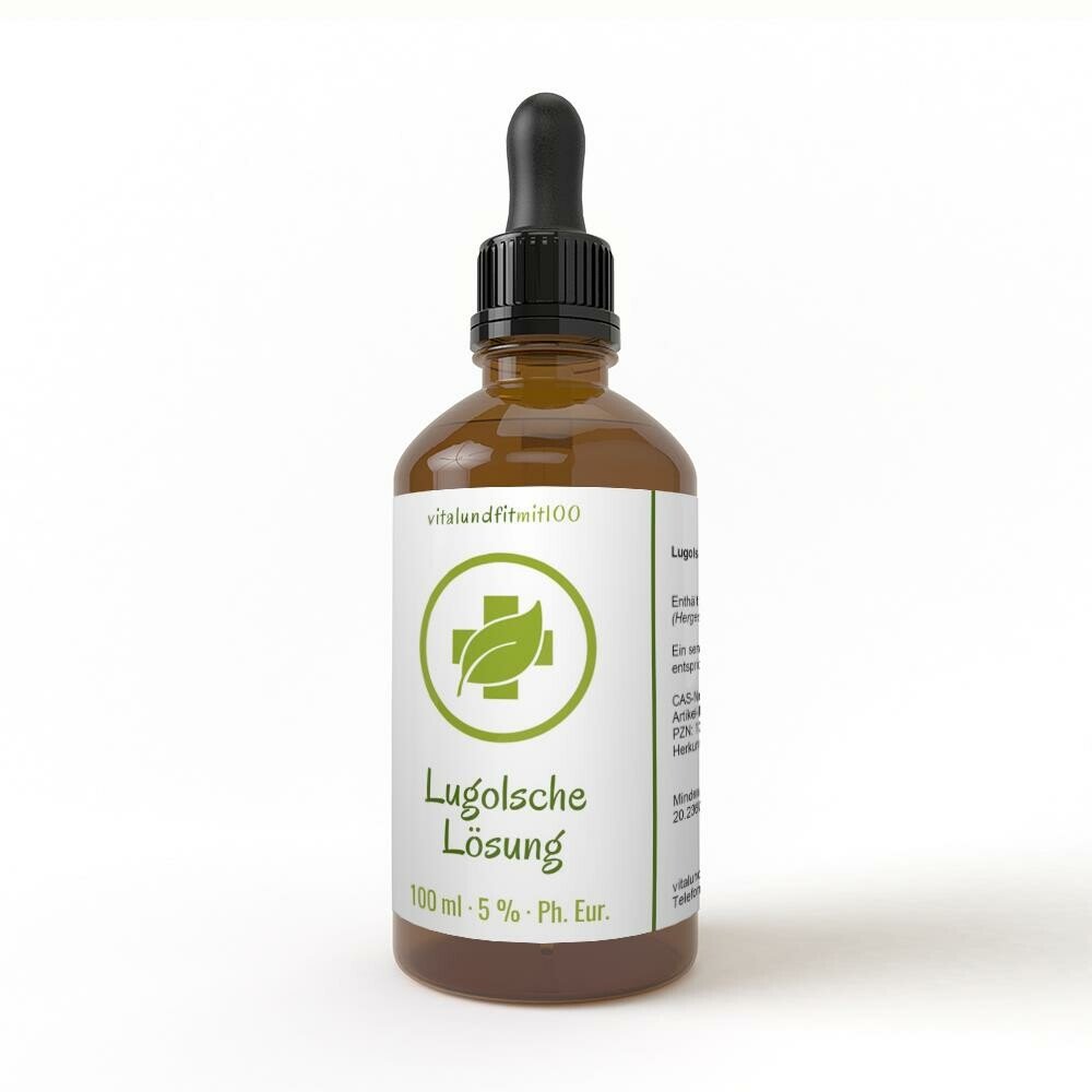 Lugolsche Jodlösung Original (Jod / Iodine) <5% 100 ml Pharmaqualität Braunglas mit Pipette     Jod