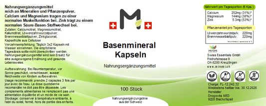 Basenmineral Kapseln - MIROMI - Swiss Essentials GmbH