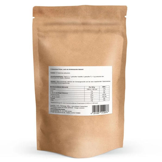  D-Galactose Pulver – Rückseite mit Etikette und Inhaltsstoffen |  MIROMI - Swiss Essentials GmbH