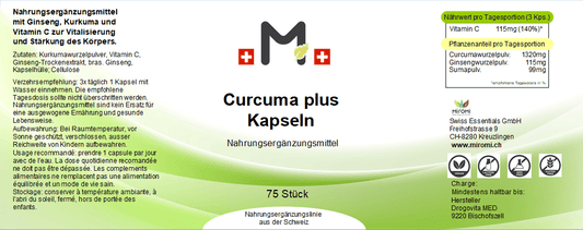 Curcuma plus Kapseln - MIROMI - Swiss Essentials GmbH