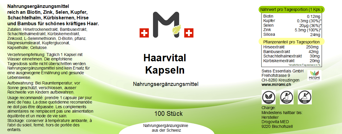 Haarvital Kapseln - MIROMI - Swiss Essentials GmbH