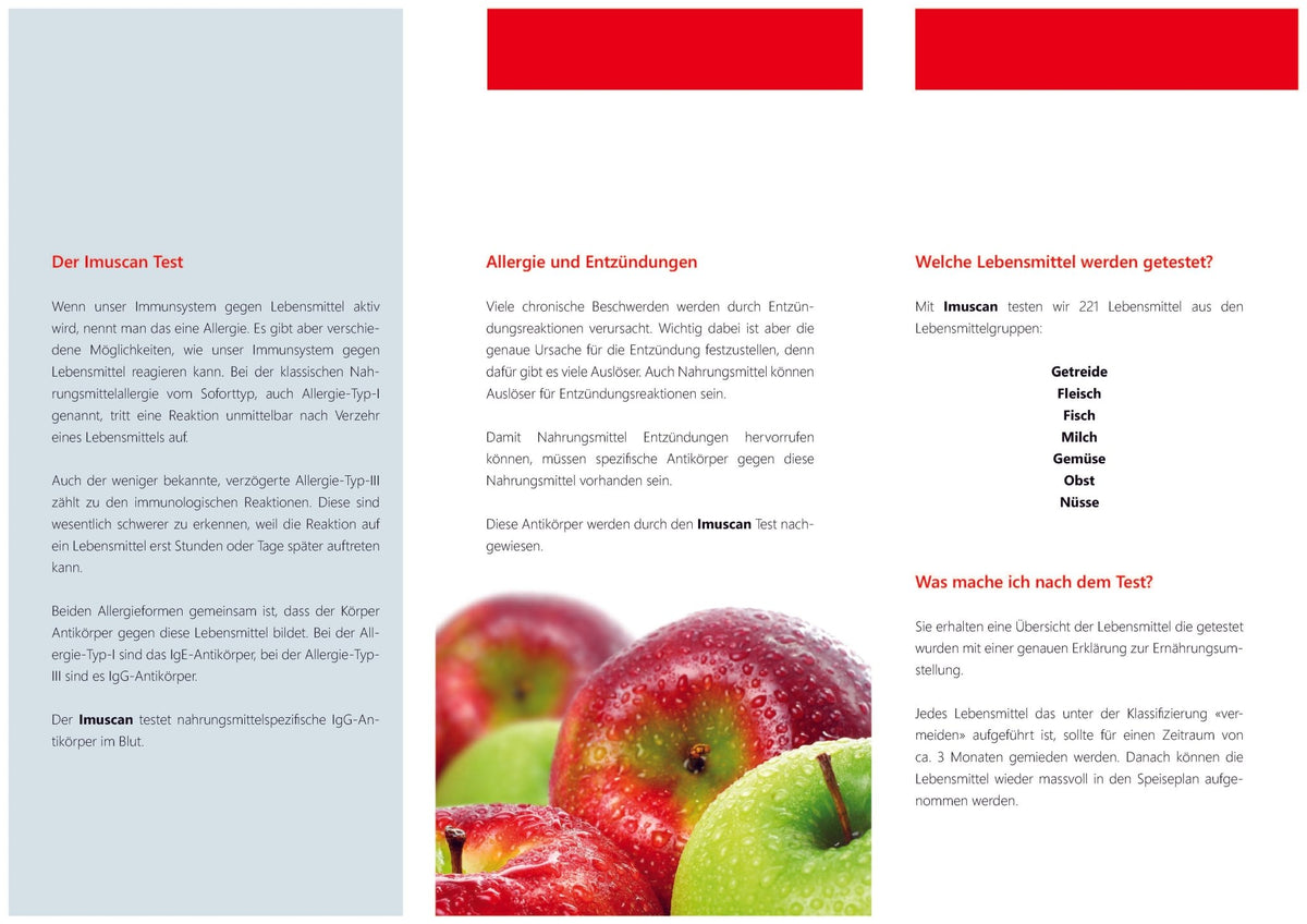 IABC Imuscan: Broschürenseite mit Text und Abbildungen.