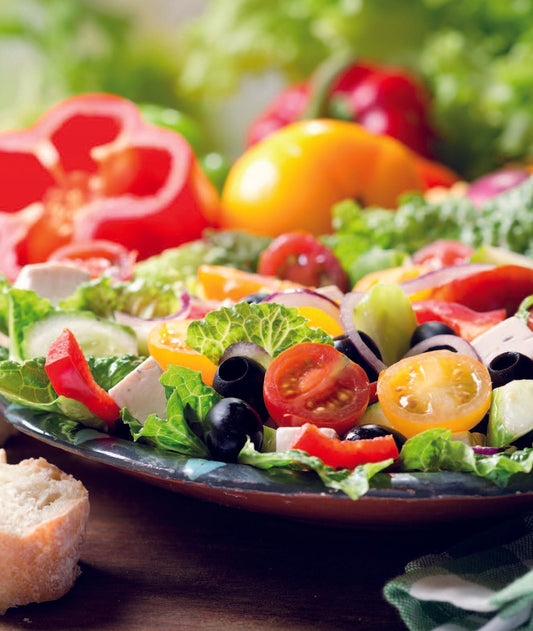 Salad with fresh vegetables and olives.