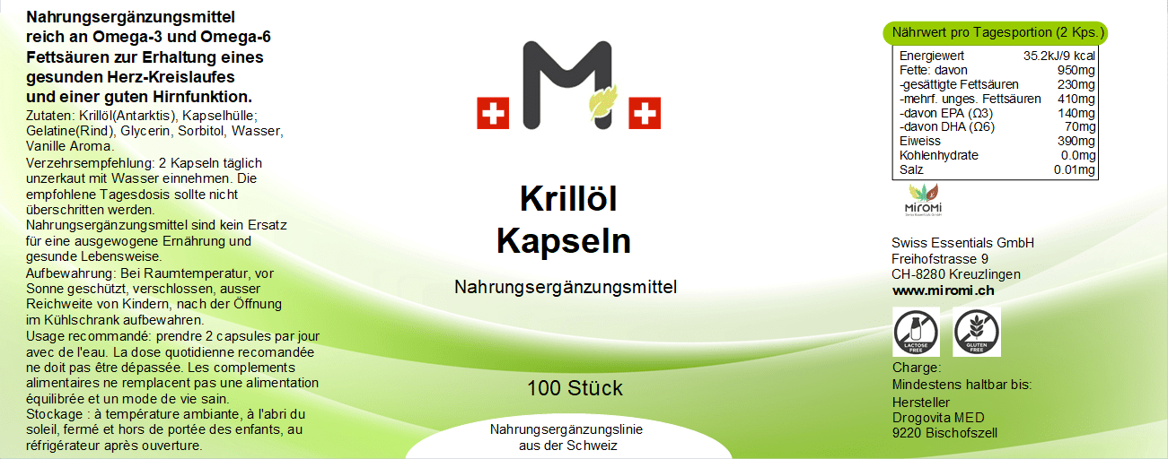 Krillöl Kapseln - MIROMI - Swiss Essentials GmbH
