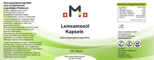Leinsamenöl Kapseln - MIROMI - Swiss Essentials GmbH