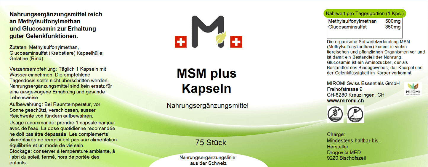 MSM plus Kapseln - MIROMI - Swiss Essentials GmbH