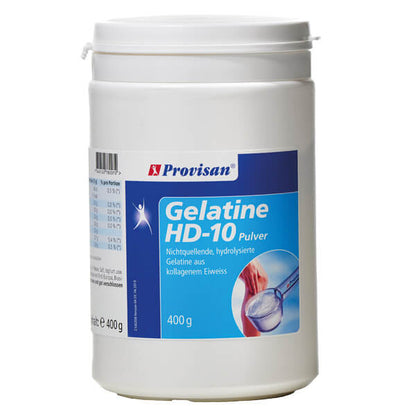 Provisan Gelatine HD-10, 400 g: weisse Dose mit blauem Produktetikett.