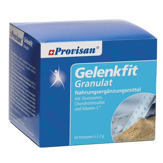 Provisan Gelenkfit: blauer Karton mit Stickpacks.