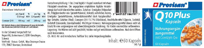 Provisan Q10 Plus, 60 Stk.: Etikett mit Produktangaben.