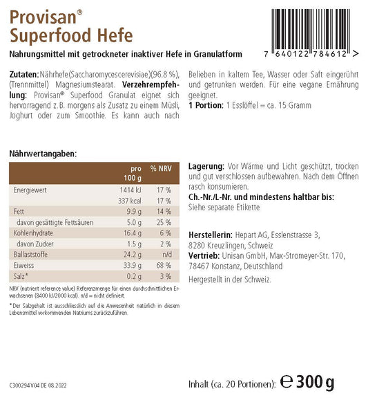 PROVISAN SUPERFOOD HEFE - MIROMI - Swiss Essentials GmbH