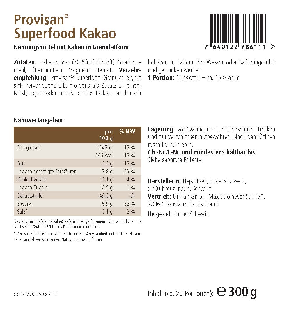 PROVISAN SUPERFOOD KAKAO - MIROMI - Swiss Essentials GmbH
