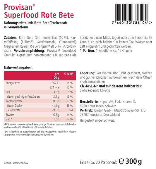 Provisan Superfood Rote Bete - MIROMI - Swiss Essentials GmbH