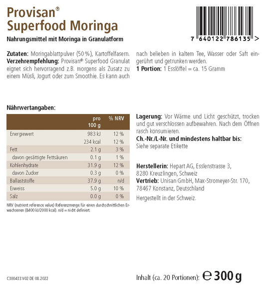 PROVISAN SUPERFOODS MORINGA - MIROMI - Swiss Essentials GmbH