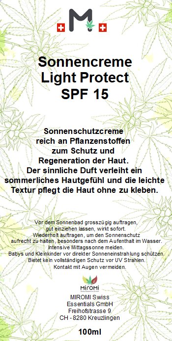 Sonnencreme Light Protect SPF 15 - MIROMI - Swiss Essentials GmbH