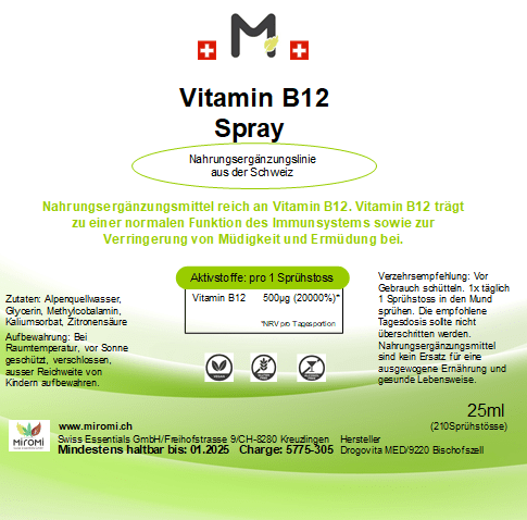 Vitamin B12 Spray - MIROMI - Swiss Essentials GmbH