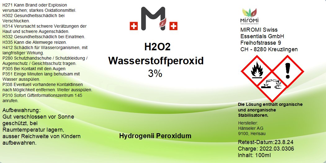 Wasserstoffperoxid 3% - MIROMI - Swiss Essentials GmbH